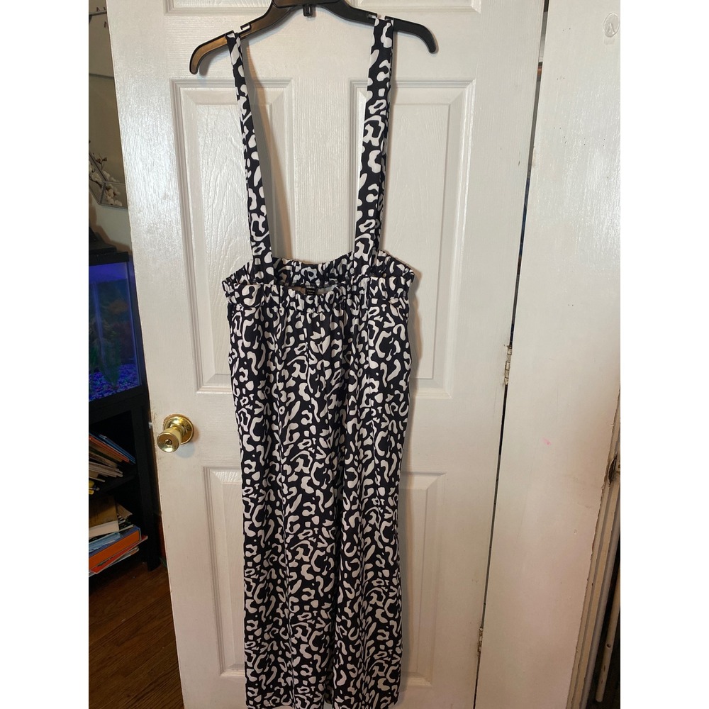 SHEIN Curve Black White Abstract‎ Animal Print Paperbag Waist Jumpsuit 2XL